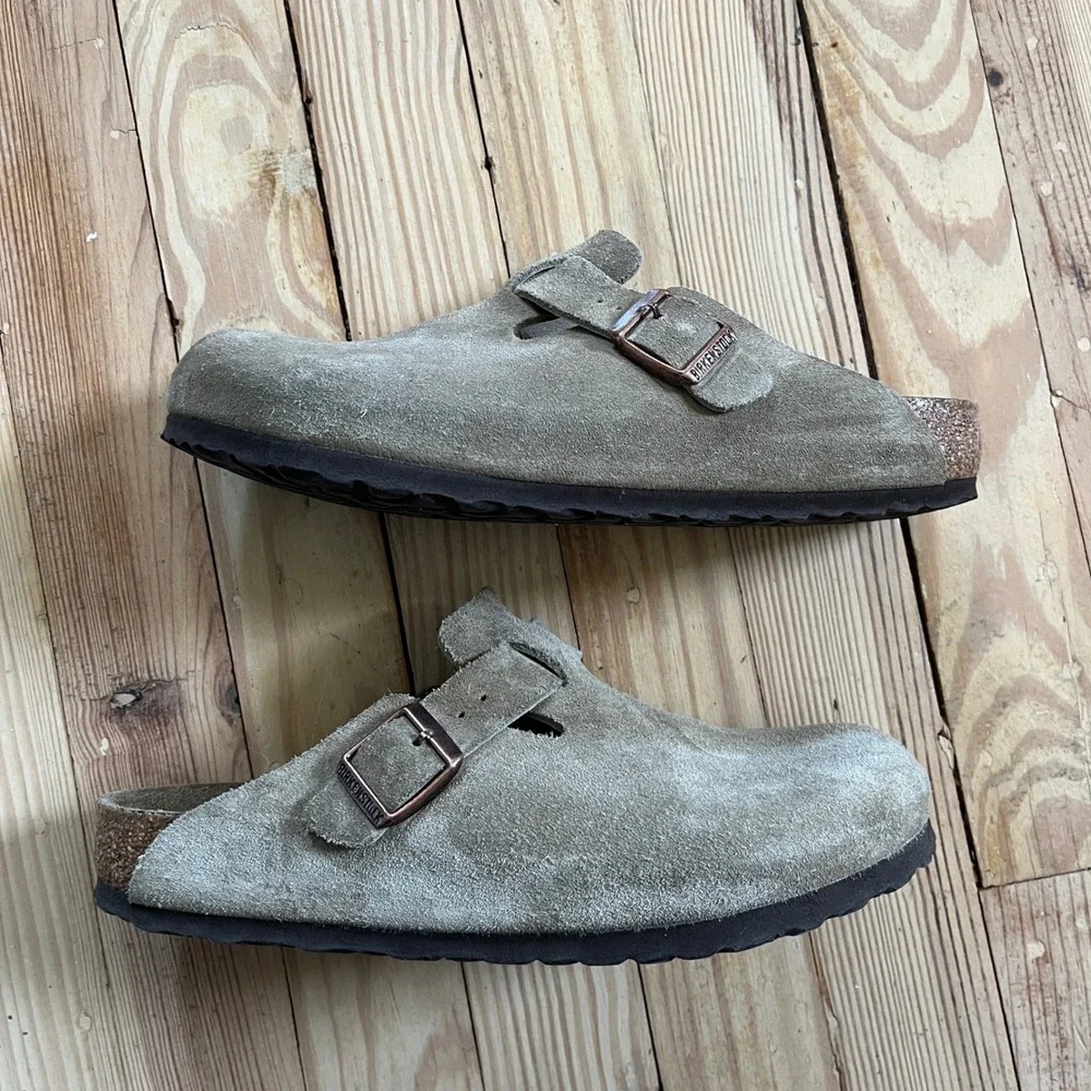 Birkenstock Boston Suede Clogs Taupe Soft Footbed Mules EU 39 US 8-8.5 Regular - Picture 8 of 8